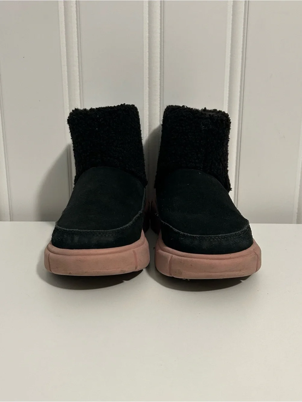 Sorel explorer 3 black suede winter snow boots pink sole